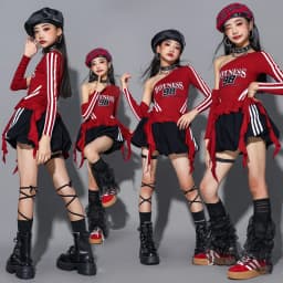 Girls Hip Hop Off Shoulder Crop Top puff Skirts Cargo Pants Child Streetwear Girl Group Costumes Kids K-pop Dance Clothes Sets