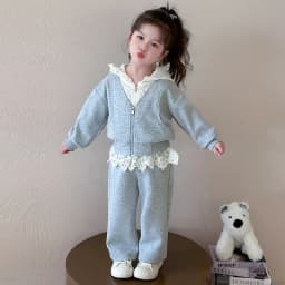 2025 Girls Sets Autumn Children's Clothing Suit New Kids Lace Hoodie Pants Two Pieces Spring Casual Outfits Teen Sweet Clothes