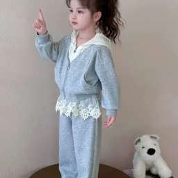 2025 Girls Sets Autumn Children's Clothing Suit New Kids Lace Hoodie Pants Two Pieces Spring Casual Outfits Teen Sweet Clothes