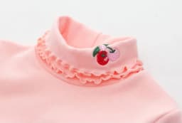 Girls Spring Autumn Turtleneck Embroidery Flower Long Sleeve T-shirt Baby Kids Children Tee