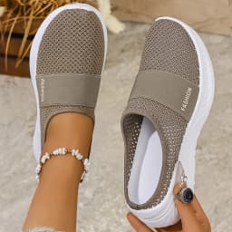 Women's Casual Slip-On Sneakers Breathable Fabric Lightweight PVC Sole Machine Washable Cleanable All-Season Comfort Shoes