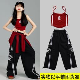 Girls K-pop Crop Top Joggers Cargo Pants Children Hip Hop Streetwear Girl Group Clothes Sets Kids Street Dance Jazz Costumes