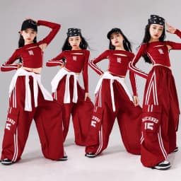 Girls K-pop Crop Top Joggers Cargo Pants Children Hip Hop Streetwear Girl Group Clothes Sets Kids Street Dance Jazz Costumes