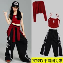 Girls K-pop Crop Top Joggers Cargo Pants Children Hip Hop Streetwear Girl Group Clothes Sets Kids Street Dance Jazz Costumes