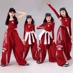 Girls K-pop Crop Top Joggers Cargo Pants Children Hip Hop Streetwear Girl Group Clothes Sets Kids Street Dance Jazz Costumes