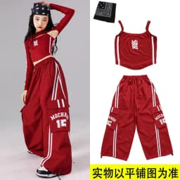 Girls K-pop Crop Top Joggers Cargo Pants Children Hip Hop Streetwear Girl Group Clothes Sets Kids Street Dance Jazz Costumes