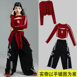 Girls K-pop Crop Top Joggers Cargo Pants Children Hip Hop Streetwear Girl Group Clothes Sets Kids Street Dance Jazz Costumes