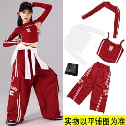 Girls K-pop Crop Top Joggers Cargo Pants Children Hip Hop Streetwear Girl Group Clothes Sets Kids Street Dance Jazz Costumes