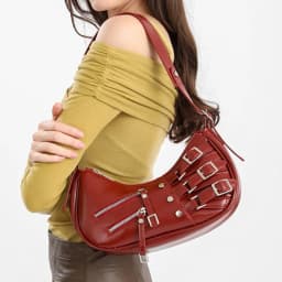 Vintage PU Leather Shoulder Bags For Women Y2K Trendy Cool American Motorcycle Bag 2026 Hot Sale Bags for Women Designer Handbag