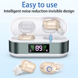 CIC Rechargeable Digital Display Hearing Aid Hearing Loss Elderly Adjustable Sound Amplifier Portable Charging Case