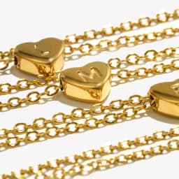 E.B.belle Minimalist Small Love Initial Necklace Jewelry Stainless Steel 18k Gold Plated Mini Heart Letter Pendant Necklace