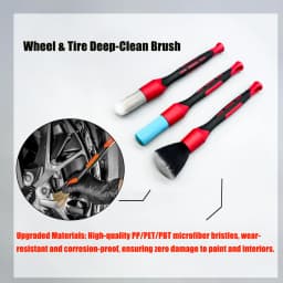 AUTOBRIGHT New Car Wash Brush Tire Cleaning Crevice 3 Piece Brush Set Air Vents Super Soft Bristle Interior Detail Brush