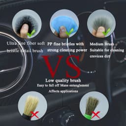 AUTOBRIGHT New Car Wash Brush Tire Cleaning Crevice 3 Piece Brush Set Air Vents Super Soft Bristle Interior Detail Brush