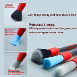 AUTOBRIGHT New Car Wash Brush Tire Cleaning Crevice 3 Piece Brush Set Air Vents Super Soft Bristle Interior Detail Brush