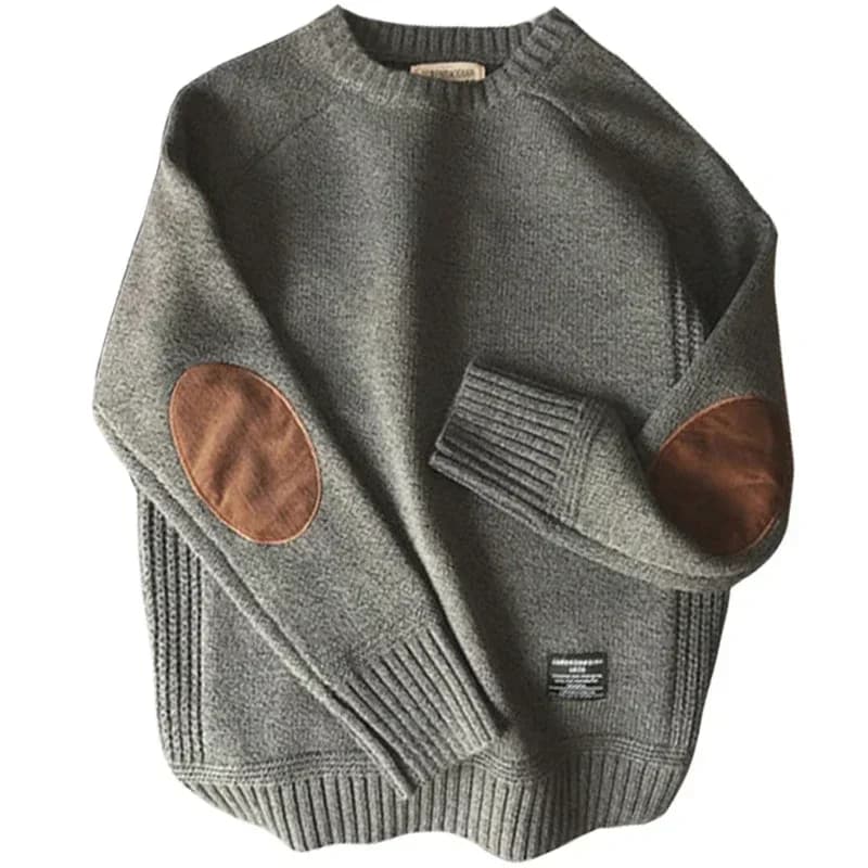 Men's Harajuku Pullover Sweater Patch Designs Knitted Sweatshirt Hip Hop Round Neck Pure Colour Causal Pullovers Men's Clothing