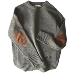 Men's Harajuku Pullover Sweater Patch Designs Knitted Sweatshirt Hip Hop Round Neck Pure Colour Causal Pullovers Men's Clothing
