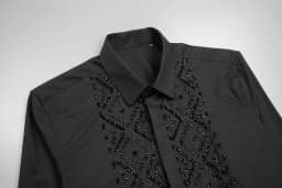 Luxury Handmade Beaded Men's Shirt Long Sleeve Slim Casual Business Dress Shirts Social Party Banquet Stage Star Men Clothing