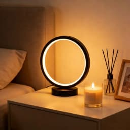 Nordic Style LED Table Lamp 5VUSB Plug Three Tone Light Circular Atmosphere Wrought Iron Design for Bedroom Study