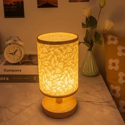 Fabric - Shaded Table Lamp, USB - Powered, Eye - Caring Warm Monochromatic Light, for Bedroom and Living Room Decoration.