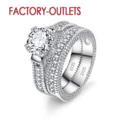 Genuine 925 Sterling Silver Wedding Ring Unisex Romantic Fashion Jewelry Cubic Zirconia Prong Setting Wholesale