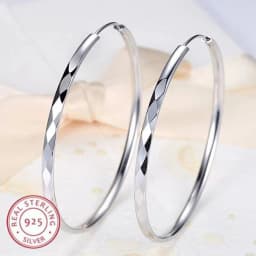 925 Sterling Silver Large Circle Hoop Earrings 3/4/5/6M for Women's Wedding Fine Fashion Jewelry Accessories Party Gifts