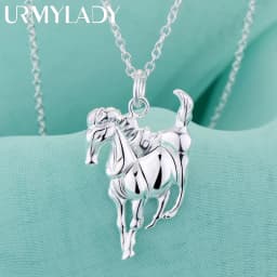Fashion brand 925 Sterling Silver Necklace For Women luxury Wedding Jewelry elegant horse pendants chain neckalce