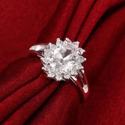 Popular Brands 925 Sterling Silver Crystal Flower Moissanite Diamond Rings for Women Fashion Wedding Party Gifts Jewelry