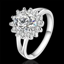Popular Brands 925 Sterling Silver Crystal Flower Moissanite Diamond Rings for Women Fashion Wedding Party Gifts Jewelry
