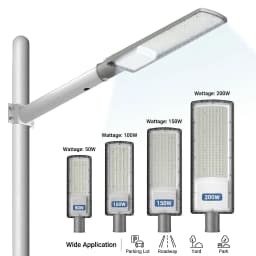 Swiatla LED Street Light AC85-265V, IP67 Waterproof Hardwired Commercial Security Floodlight, 50W 100W 150W 200W Super Bright 6500K Daylight Roadway Lamp for Parking Lot, Garden, Yard, Pole & Wall Mount