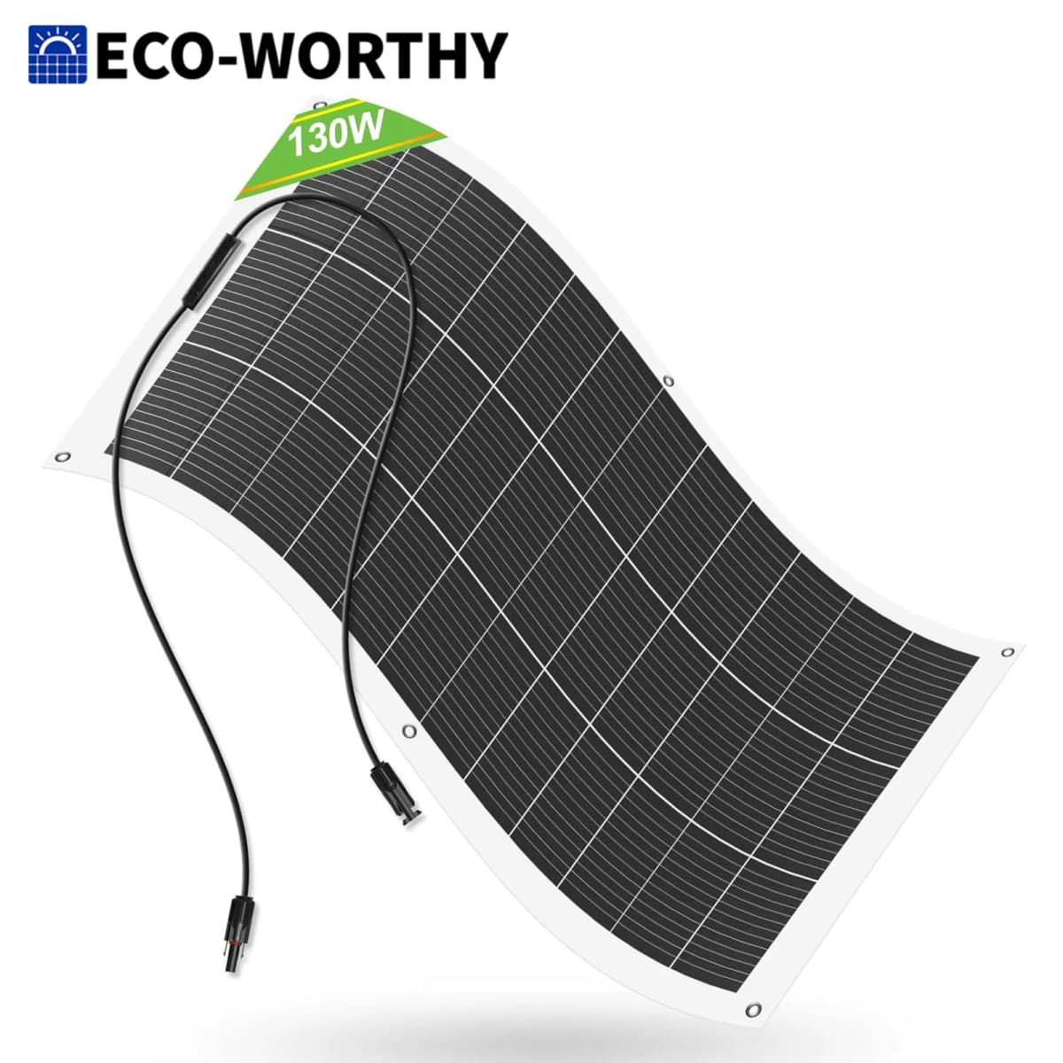 ECO-WORTHY 130 Watt 12BB Flexible Solar Panels,23.5% High-Efficiency Waterproof Monocrystalline Lightweight Solar Panel for RV