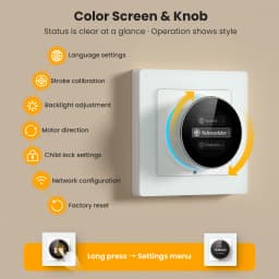 AVATTO WiFi Smart Knob Curtain Switch,Precise Percentage Control,With Ambient Light Ring,Support Tuya Alexa Google Home Alice
