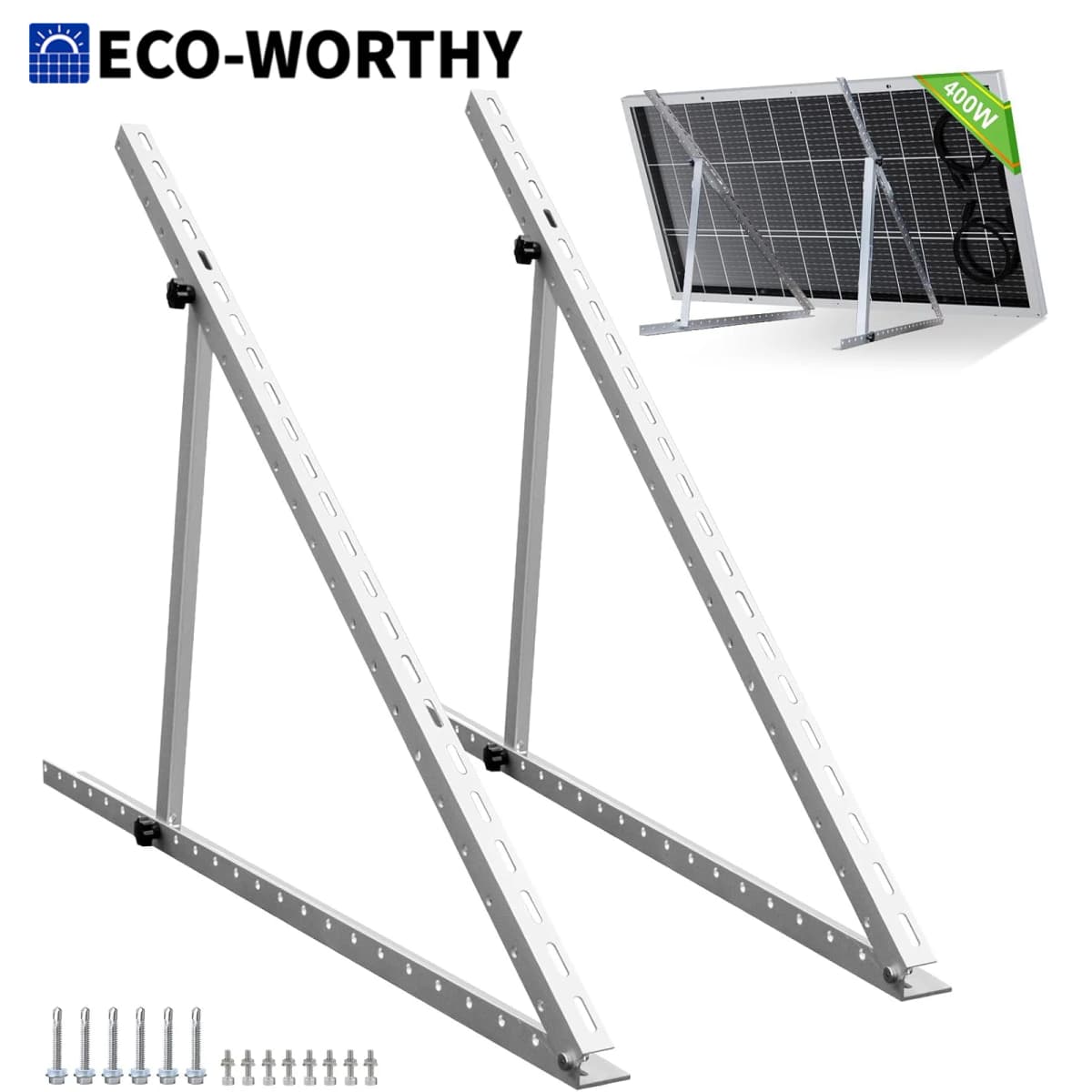 ECO-WORTHY Upgraded 45in Solar Panel Mount Brackets, with Foldable Tilt Legs, Suitable for 2pcs 100W/1pcs 200W 300W 400W