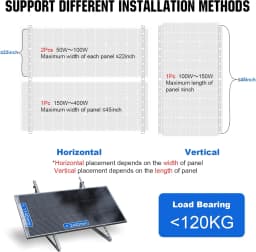 ECO-WORTHY Upgraded 45in Solar Panel Mount Brackets, with Foldable Tilt Legs, Suitable for 2pcs 100W/1pcs 200W 300W 400W