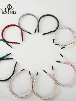 Birdtree, 16MM 100%Pure Real Silk Hair Hoop Band Headbands, For Women Girl Elastic Luxury Hair Accessories, New 2026 A36635QC