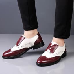 Luxury Men Brogue Shoes High Quality Lace-Up Dress Shoes for Men All Match Oxford Shoe Fashion Point Toe Men Party Wedding Shoes