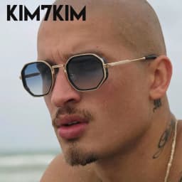 Steampunk Vintage Polygon Sunglasses Men 2026 Luxury Designer Geometric Metal Frame Retro Sun Glasses Gradient Trendy Eyewear