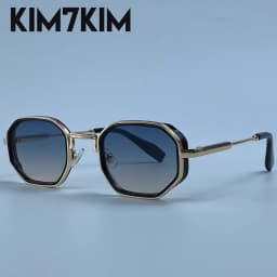 Steampunk Vintage Polygon Sunglasses Men 2026 Luxury Designer Geometric Metal Frame Retro Sun Glasses Gradient Trendy Eyewear