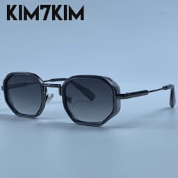 Steampunk Vintage Polygon Sunglasses Men 2026 Luxury Designer Geometric Metal Frame Retro Sun Glasses Gradient Trendy Eyewear