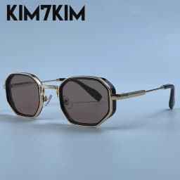 Steampunk Vintage Polygon Sunglasses Men 2026 Luxury Designer Geometric Metal Frame Retro Sun Glasses Gradient Trendy Eyewear