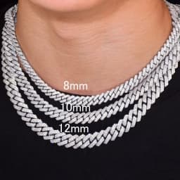 8mm 10mm 12mm Miami Cuban Chain Necklace For Men Women Iced Out Zircon Hip Hop Link Gold Silver Color Fashion Rock Jewelry