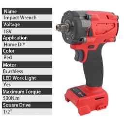 1/2\" Repair Brushless Electric Impac Wrench 4 Gears Impact Wrench 500N.m Cordless Electric Screwdriver Driver Power Tools for Milwaukee 18V Battery Pin