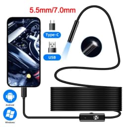 5.5/7.0MM Type-C Endoscope Camera with 6 Adjustable LEDs USB Android Flexible Inspection Borescope for Phone PC