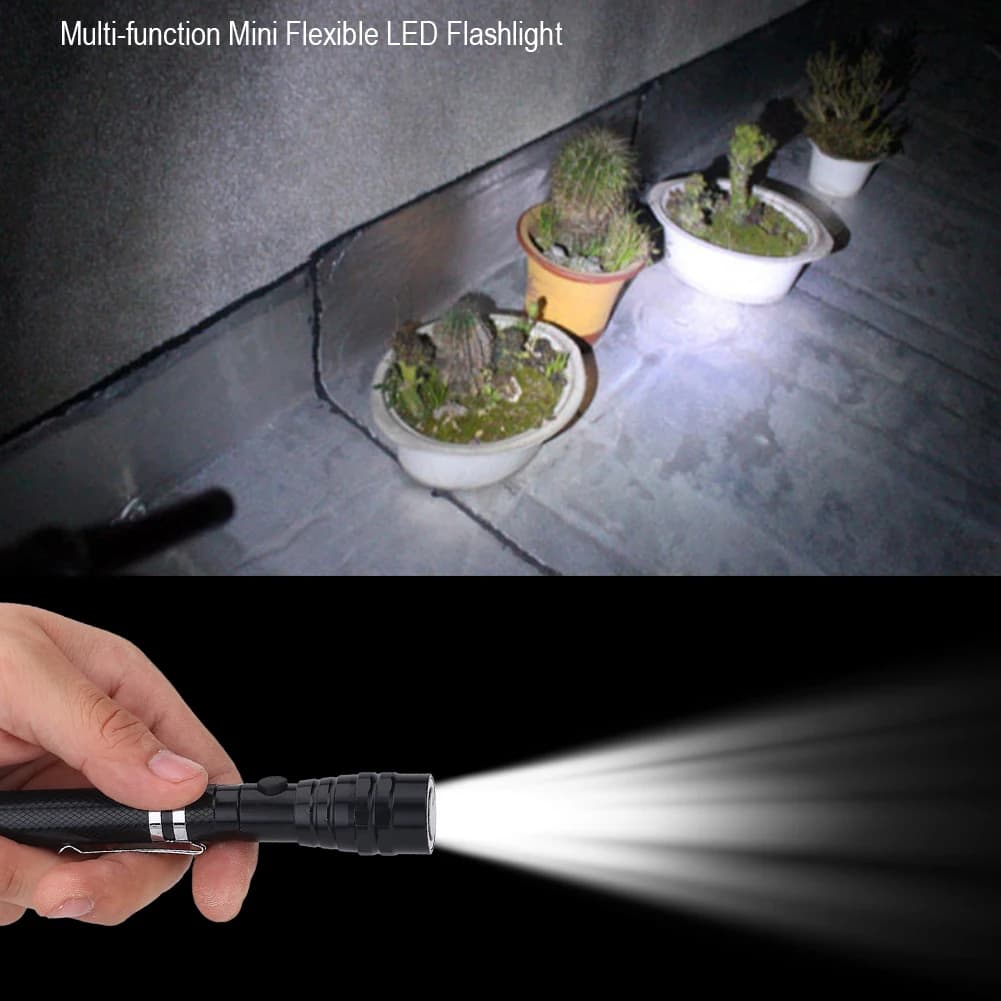 Aluminium Alloy Flash Flashlight Multi function Flexible Telescopic LED Flashlight Rotatable Torch with Magnetic End