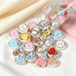BT21 Beads 10pcs Through-hole Flat Beads 24mm Random Style DIY Products Cartoon DIY Phone Rope Accessories