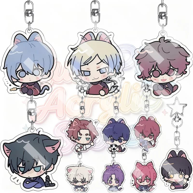 Anime Mikage Reo Hiori Yo Yoichi Isagi Rin Blue Lock Cute Acrylic Keychain Football Characters Cartoon Keyring Backpack Pendant