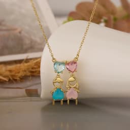 INS Design Girls/Boys Pendant Necklace For Women Girls,Stainless Steel Chain,Cubic Zirconia Accessories Party Vacation Jewelry