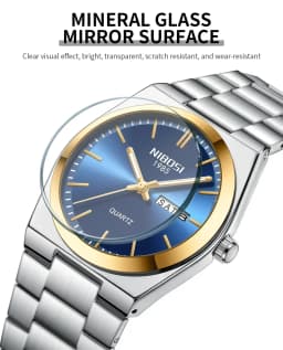 NIBOSI Luxury Mens Watches Date Week Display Luminous Waterproof Quartz Watch Simple Stainless Steel Male Relogio Masculino