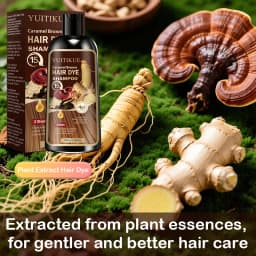 YUITIKUE Caramel Brown Hair Dye Shampoo - 4in1 Moisturizing Hair Color Shampoo Long-Lasting Hair Dye for All Hair Types