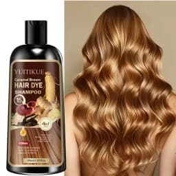 YUITIKUE Caramel Brown Hair Dye Shampoo - 4in1 Moisturizing Hair Color Shampoo Long-Lasting Hair Dye for All Hair Types