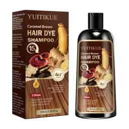 YUITIKUE Caramel Brown Hair Dye Shampoo - 4in1 Moisturizing Hair Color Shampoo Long-Lasting Hair Dye for All Hair Types
